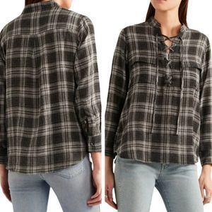 MADEWELL GREY PLAID Wool Pullover Top Medium